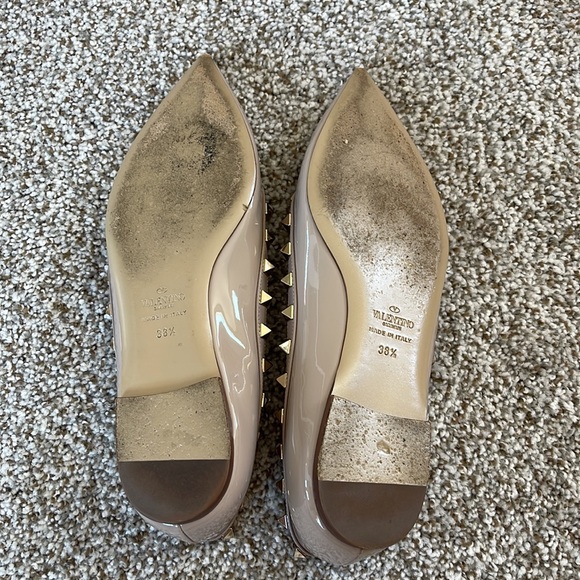 VALETINO Patent Rockstud Ballet Flat, Size 38.5, Poudre with Platinum studs - Picture 5 of 6